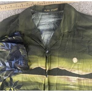 Alan Stuart Vintage Cotton Button-Up Shirt Sunset Floral Outdoor Print Men XL